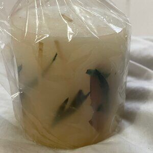 NOS VTG Hallmark Botanical 3" Pillar Candle Pine Scent Pine Leaves Single Wick